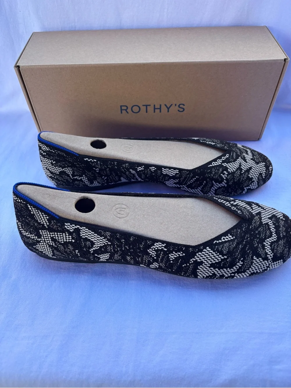 Rothy's Women's Black & Beige Knit Ballet Flats Black Chanttilly